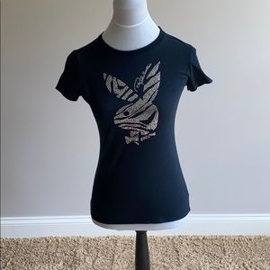 Robert Cavalli - black rhinestone bunny shirt
